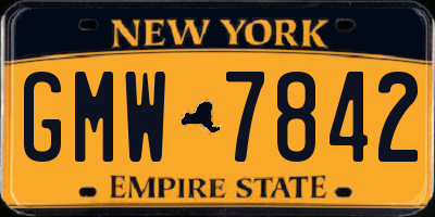 NY license plate GMW7842