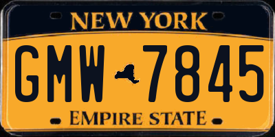 NY license plate GMW7845