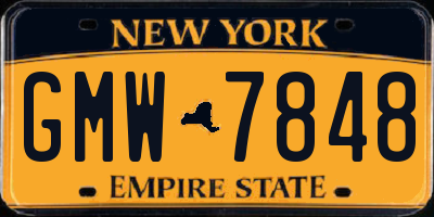 NY license plate GMW7848