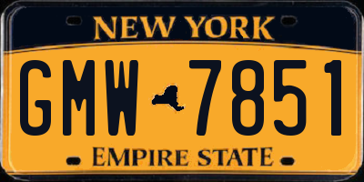 NY license plate GMW7851