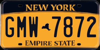 NY license plate GMW7872