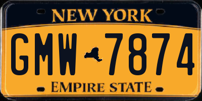 NY license plate GMW7874