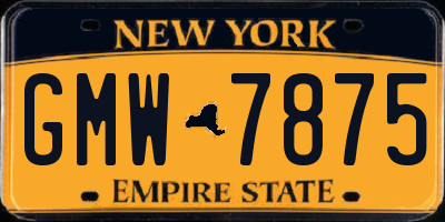 NY license plate GMW7875