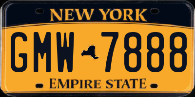 NY license plate GMW7888
