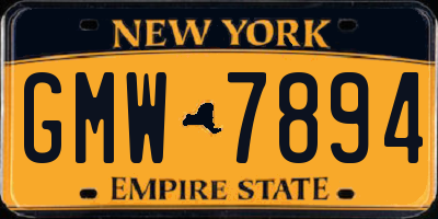 NY license plate GMW7894