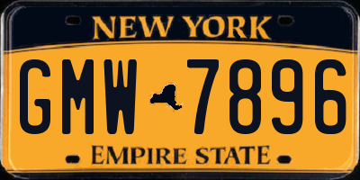 NY license plate GMW7896