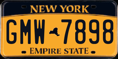 NY license plate GMW7898