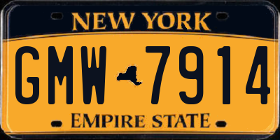 NY license plate GMW7914