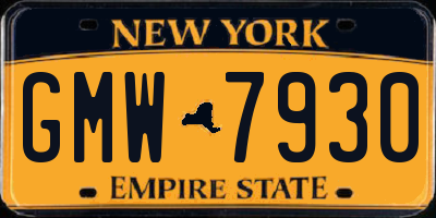 NY license plate GMW7930
