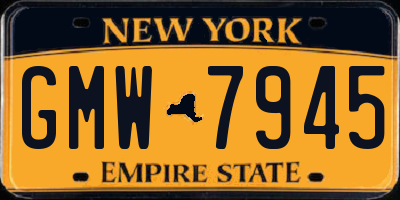 NY license plate GMW7945