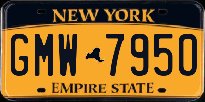 NY license plate GMW7950