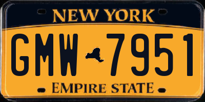 NY license plate GMW7951