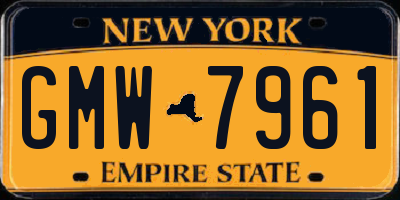 NY license plate GMW7961