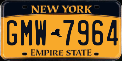 NY license plate GMW7964
