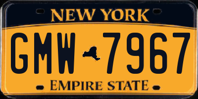 NY license plate GMW7967