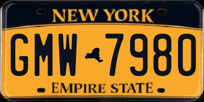 NY license plate GMW7980