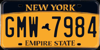 NY license plate GMW7984