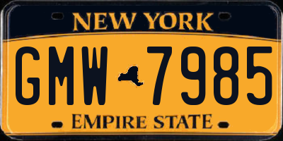 NY license plate GMW7985