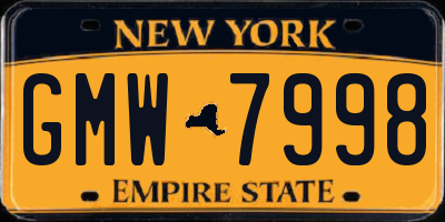 NY license plate GMW7998