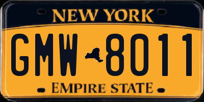 NY license plate GMW8011