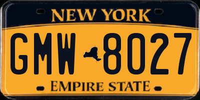 NY license plate GMW8027