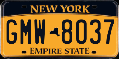 NY license plate GMW8037