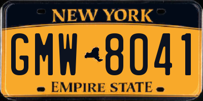 NY license plate GMW8041