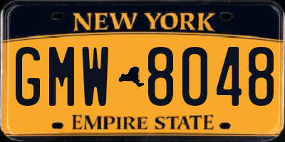 NY license plate GMW8048