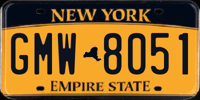 NY license plate GMW8051