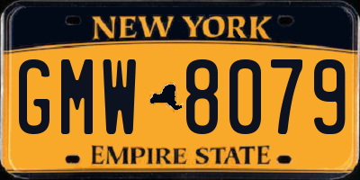 NY license plate GMW8079