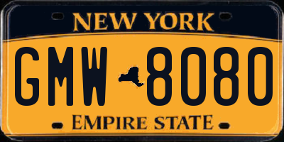 NY license plate GMW8080
