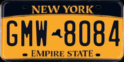 NY license plate GMW8084