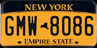 NY license plate GMW8086