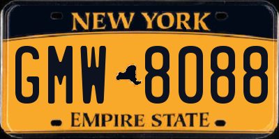 NY license plate GMW8088