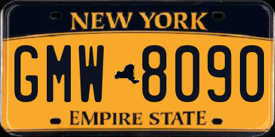NY license plate GMW8090