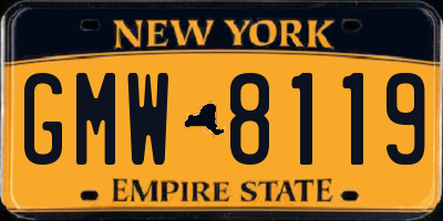 NY license plate GMW8119