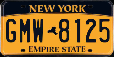 NY license plate GMW8125