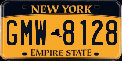 NY license plate GMW8128