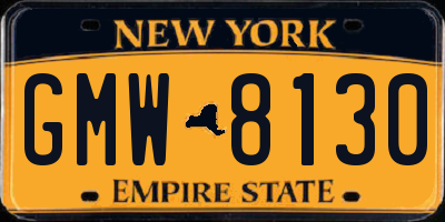 NY license plate GMW8130