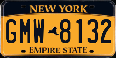 NY license plate GMW8132