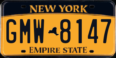 NY license plate GMW8147