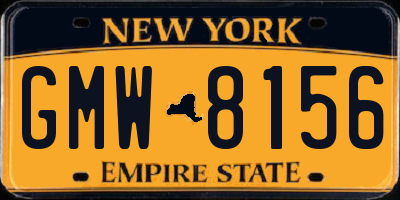 NY license plate GMW8156