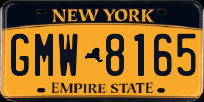 NY license plate GMW8165