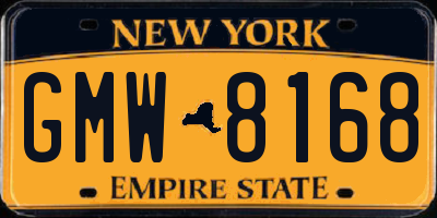NY license plate GMW8168