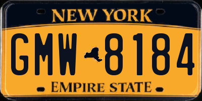 NY license plate GMW8184