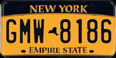 NY license plate GMW8186