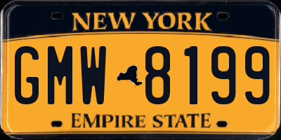 NY license plate GMW8199