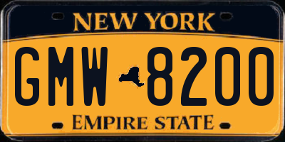NY license plate GMW8200