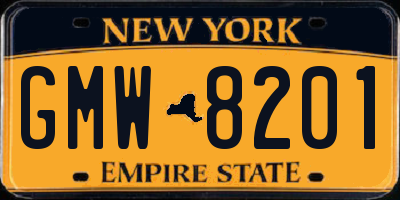 NY license plate GMW8201