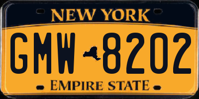 NY license plate GMW8202
